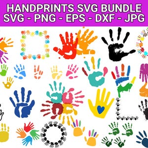 Handprint SVG Bundle, Handprint PNG Bundle, Handprint Clipart, Handprint SVG Cut Files for Cricut, Handprint Silhouette, Hand Print Svg