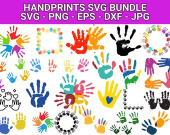 Bundle SVG empreinte de main colorée, fichiers coupe clipart