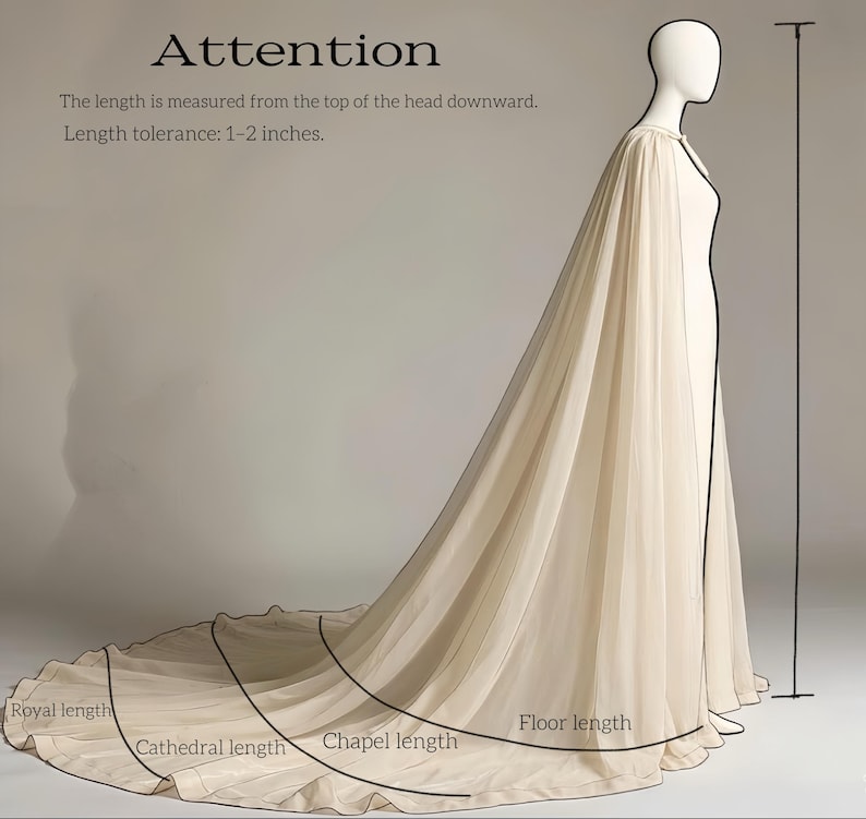 KA114 Wildflower Embroidered Bridal Cape with Long Train – Sheer Floral Wedding Cape, Deep V Back Shoulder Cover Up image 2