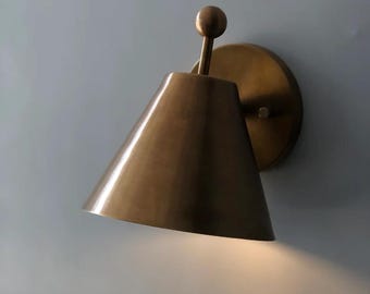 morden Brass Wall Sconce : Vintage Finial Accent Light | Wall Lamp - Pair