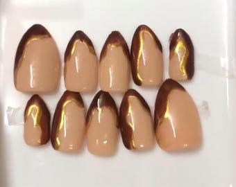 Caramel Swirl Presson Nails