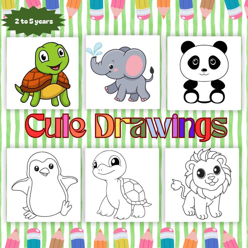 Kids animal coloring book/Adorable animals coloring pages/Instant