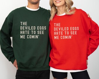 Deviled Eggs Christmas Shirt: Food Lover Gift, Xmas Sweatshirt, Funny Thanksgiving Tee, White Elephant Gift, Friendsgiving Deviled Egg Lover
