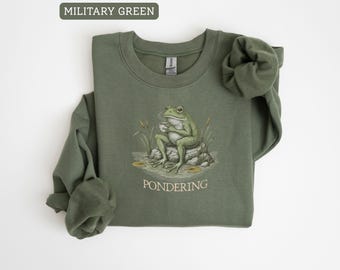 Pondering Frog Shirt, Funny Frog Meme Tee, Sarcastic Saying Shirt, Weirdcore Sweatshirt, Mental Health Tee, Cottagecore Gift