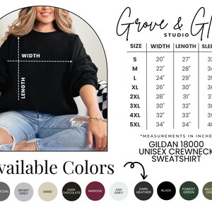 Pode incluir: Camisola unissexo preta com gola redonda, tabela de tamanhos e op&ccedil;&otilde;es de cores. A camisola &eacute; uma Gildan 18000, com medidas em polegadas. As cores dispon&iacute;veis incluem branco, carv&atilde;o, cinza desportivo, areia, chocolate preto, bord&ocirc;, cinza cinza, heather escuro, preto, verde floresta, verde militar e azul &iacute;ndigo.