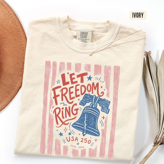 4th Of July Shirt, Let Freedom Ring Striped Tee, Preppy Patriotic Shirt, Cute 250th Anniversary Shirt, American Flag Shirt, July 4th Tee