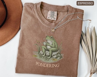 Pondering Frog Shirt, Funny Frog Meme Tee, Sarcastic Saying Shirt, Weirdcore Sweatshirt, Mental Health Tee, Cottagecore Gift