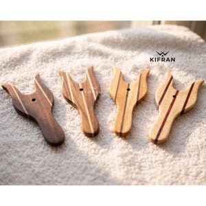 Set of 4 Handmade Wooden Lucets | Multiwood Lucet Fork for Cord Making | Viking Lucet Tool | Knitting & Crochet Cord Maker Gift