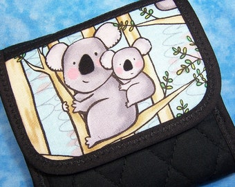 Women Tea Wallet - Koala Small Travel Wallet Tea Bag Holder Cute Quilted Cloth Fabric Tea Holder Tea Bag Carrier Ladies Wallet with Velcro