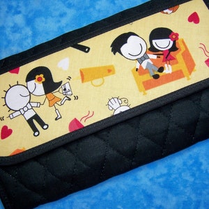 Cartera grande para mujer: organizador de 9 bolsillos, billetera acolchada, regalo para novia, linda billetera, billetera triple para dama, chequera, billetera de tela vegana