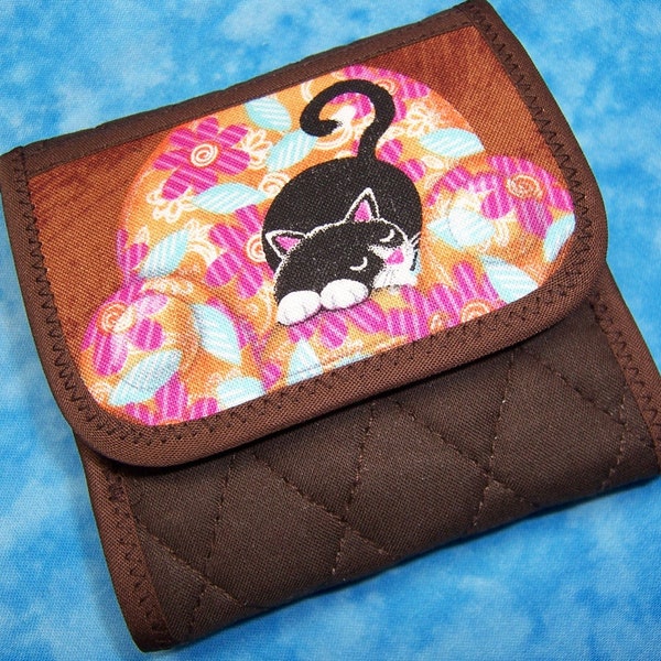 Women Tea Wallet - Cat Lover Gift Tea Bag Holder Travel Wallet Cute Small Quilted Cloth Tea Lover Case Fabric Tea Lover Ladies Wallet Velcro