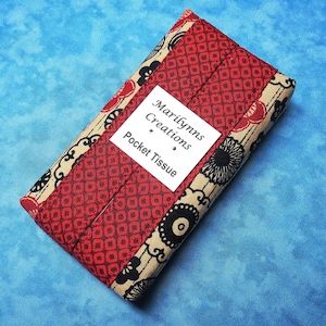 Pocket Tissue Holder w/Tissues Included -  Fabric Tissue Case Small Purse Tissue Holder Asian Cloth Tissue Cover Travel Tissue Case