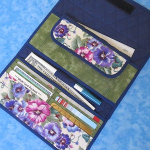 Cartera grande para mujer: cartera organizadora de 9 bolsillos, cartera acolchada de tres pliegues, cartera de tela vegana, cartera de tela para mujer, cartera larga tipo chequera