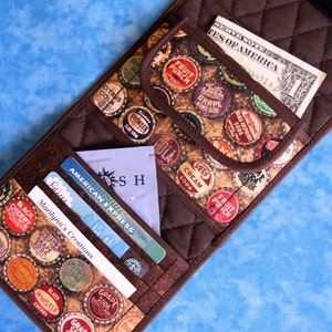 Cartera para mujer: billetera pequeña y liviana, billetera acolchada vegana, billetera de tela, billetera de tres pliegues con tapa de botella vintage, billetera para dama