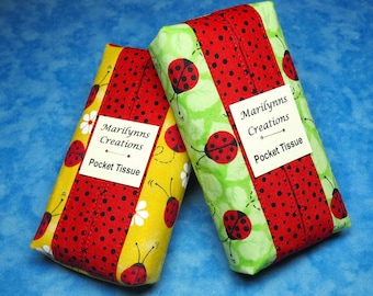 Women Pocket Tissue Set - Pair of Ladybug Pocket Tissue Holders Travel Tissue Case Gift for Her Gift for Mom