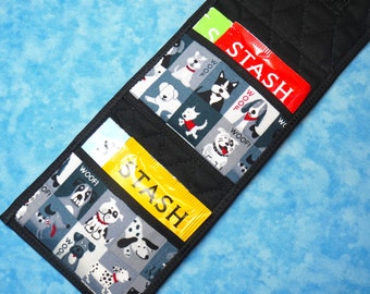 Women Tea Wallet - Tea Bag Holder Dog Lover Gift Fabric Wallet Quilted Ladies Travel Tea Wallet Under Twenty Velcro Wallet Gifts for Mom