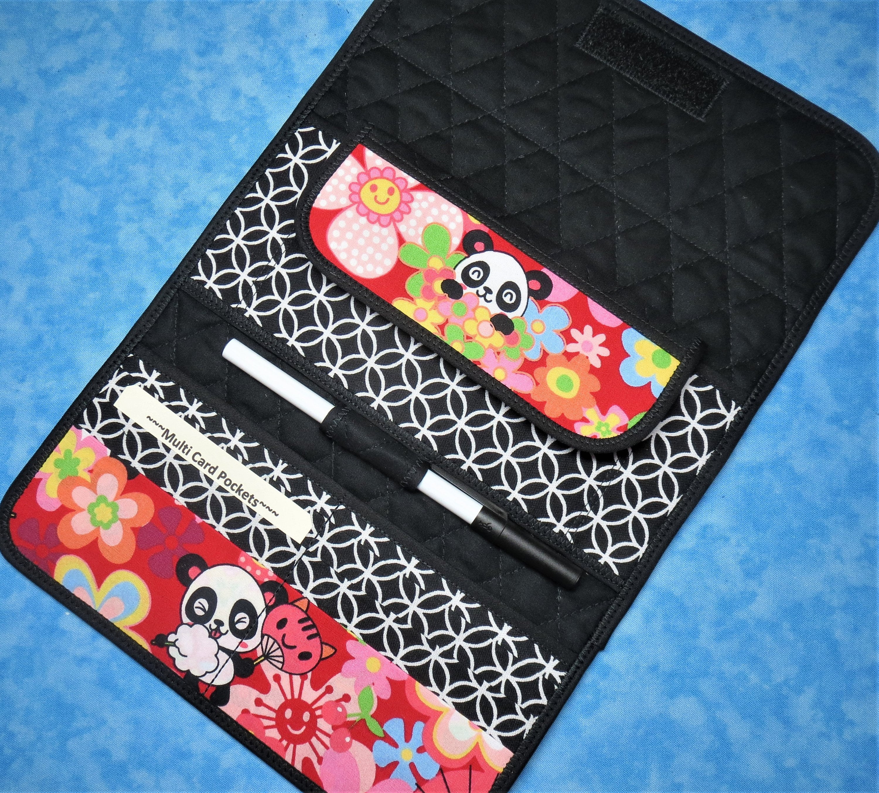 Panda Quilted Trifold Wallet – 9-pocket Large Cloth Organizer Wallet ...