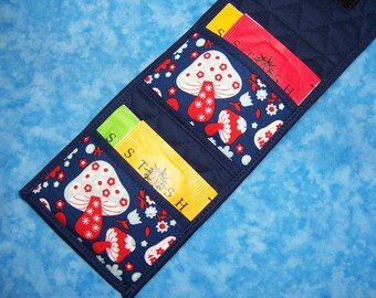 Mushroom Tea Bag Wallet – Quilted Fabric Tea Lover Gift for Travel