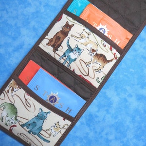 Tea Wallet - Tea Bag Holder Cat Wallet Travel Wallet Tea Bag Wallet Ladies Wallet Fabric Wallet Tea Carrier Vegan Tea Bag Wallet