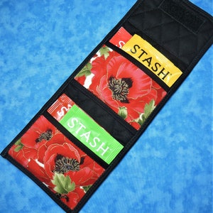 Cartera para té para mujer - Cartera pequeña de viaje con diseño de amapolas para bolsitas de té Cartera de tela acolchada para mujer Cartera vegana para bolsitas de té