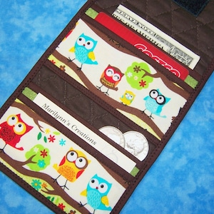 Cartera para mujer - Tarjetero con 4 bolsillos, bonita cartera con forma de búho, tarjetero, tarjetero pequeño, tarjetero de crédito, cartera de tela acolchada, vegana