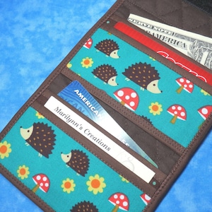 Hedgehog Quilted Card Wallet: Trifold Fabric Small Wallet