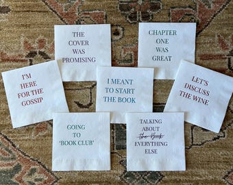 Book Club Funny Sayings Cocktail Napkins - Set of 20 Napkins