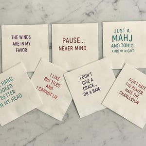 Mahjong Cocktail Napkins Set, Funny and Cheeky for Game Night - Set of 20
