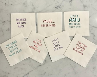 Mahjong Cocktail Napkins Set, Funny and Cheeky for Game Night - Set of 20