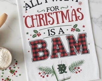 Mahjong Christmas Kitchen Towel | All I Want for Christmas Is a BAM Microfiber Towel