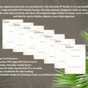 Daily & Weekly To-Do List Printable Bundle: Productivity Planner (Digital Download)