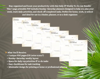 Weekly To-Do List Printable | Minimalist Planner (Digital Download)