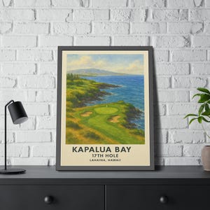 Vintage Golf Painting 17th Hole at Kapalua Bay, Golf Art Decor, Vintage Kapalua Bay Painting, Wall Art Print, Golf Course Picture