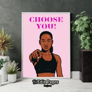 Retro Motivational Wall Art | &quot;Choose You&quot; Bold Poster | Empowering Wellness Print | Fitness Mindset Digital Download for Home & Gym Decor