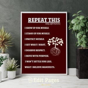 Daily Affirmations Print: Motivational Mental Health Art (Digital Download