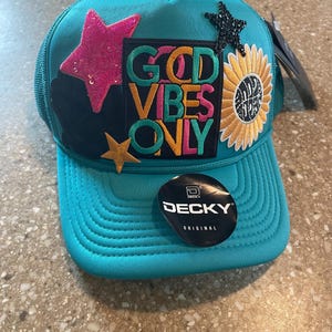 Good Vibes Cowgirl Western Cows Trucker Hat Cowgirl Hats Gifts For Women Custom Trucker Hats