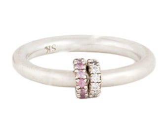 Anillo de eternidad entrelazado de plata de ley con zafiro, circonita cúbica y moissanita, anillo liso de plata maciza para mujer, ideal como regalo o para usar a diario.