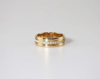 14k Gold Plated Moissanite Eternity Band, Prong Set Moissanite With Plain Band Ring, Moissanite Stacking Band Ring, Wedding Stacks Band Ring