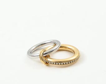 SPINELLI KILCOLLIN Ring, 18k Gold Plated Moissanite Eternity Multi Band Ring, Interlocking Stackable Band Ring, Statement Ring, Wedding Ring