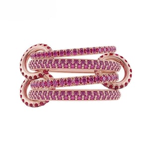 SPINELLI KILCOLLIN Band, Ruby Cz Multi Full Eternity band With Small Ruby Eternity Connectors Ring, Handmade Stacking Statement band For Her