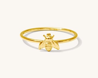 Minimalist Silber Bienen Ring, vergoldet Ring für Frauen, zierliche Ring, einfache Hummel Schmuck Geschenk, einzigartige Statement Ring, Bienen Band