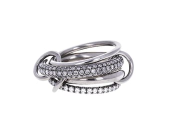 Moissanite Full Eternity Band, Three Tone Eternity Wedding Band, Statement Multi Ring, Stacking Band, 4 Rings Set, SPINELLI KILCOLLIN Ring