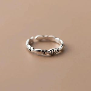 Fish Eternity Band In 925 Sterling Silver Handmade Fish Ring, Statement Fist Band, Minimalist Ring, Designer Fish Daily Wear Ring Fr Women
