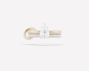 SPINELLI KILCOLLIN Band, Moissanite Eternity Band, Eternity Interlocking Wedding Band, Pear Cut Solitaire Ring, Statement Ring Stacking Band