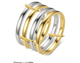 Anillo entrelazado de múltiples eslabones con banda lisa de plata maciza 925, banda SPINELLI KILCOLLIN, cuatro bandas apilables lisas, anillo para cuatro dedos para ella