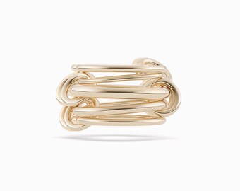 14k Gold Plated Silver Interlocking Ring, Stacking Band
