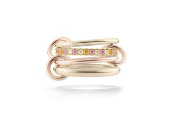 Anillo SPINELLI KILCOLLIN, chapado en oro de 18 k, con múltiples zafiros y circonitas cúbicas, anillo de eternidad con múltiples bandas entrelazadas, anillo llamativo, anillo de boda.