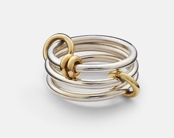 SPINELLI KILCOLLIN Ring, Handmade Solid Silver Plain Multi Band Ring, Interlocking Band, Statement Ring, Wedding Band, Stacking Band For Her