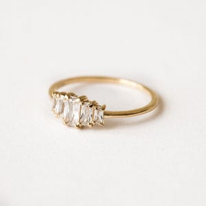 Solid Silver Baguette Ring, Half Eternity Ring for Women, Promise Ring, Dainty Baguette Moissanite Ring, Minimalist Ring, Gift for Her