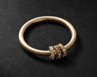 Anello a tre fasce sottili in argento placcato oro 14 carati, anello impilabile a tre fasce semplici per gioielli da matrimonio, fedi nuziali Spinelli Kilcollin